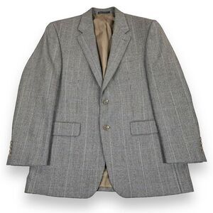 CHAPS Sports Coat Mens 40R‎ Brown Windowpane Lambswool Blazer